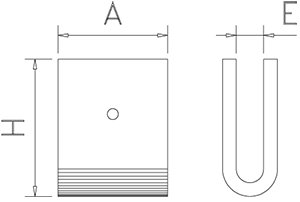 Dibujo técnico: U sencilla inox Fricosmos 40x50 mm