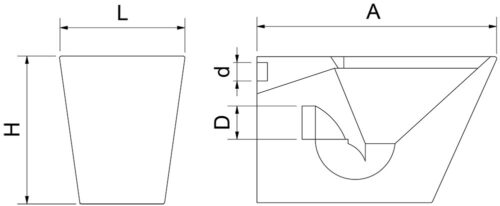 Dibujo técnico: WC de acero inoxidable antivandálico con salida convertible Fricosmos