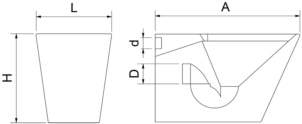 Dibujo técnico: WC de acero inoxidable antivandálico con salida convertible Fricosmos