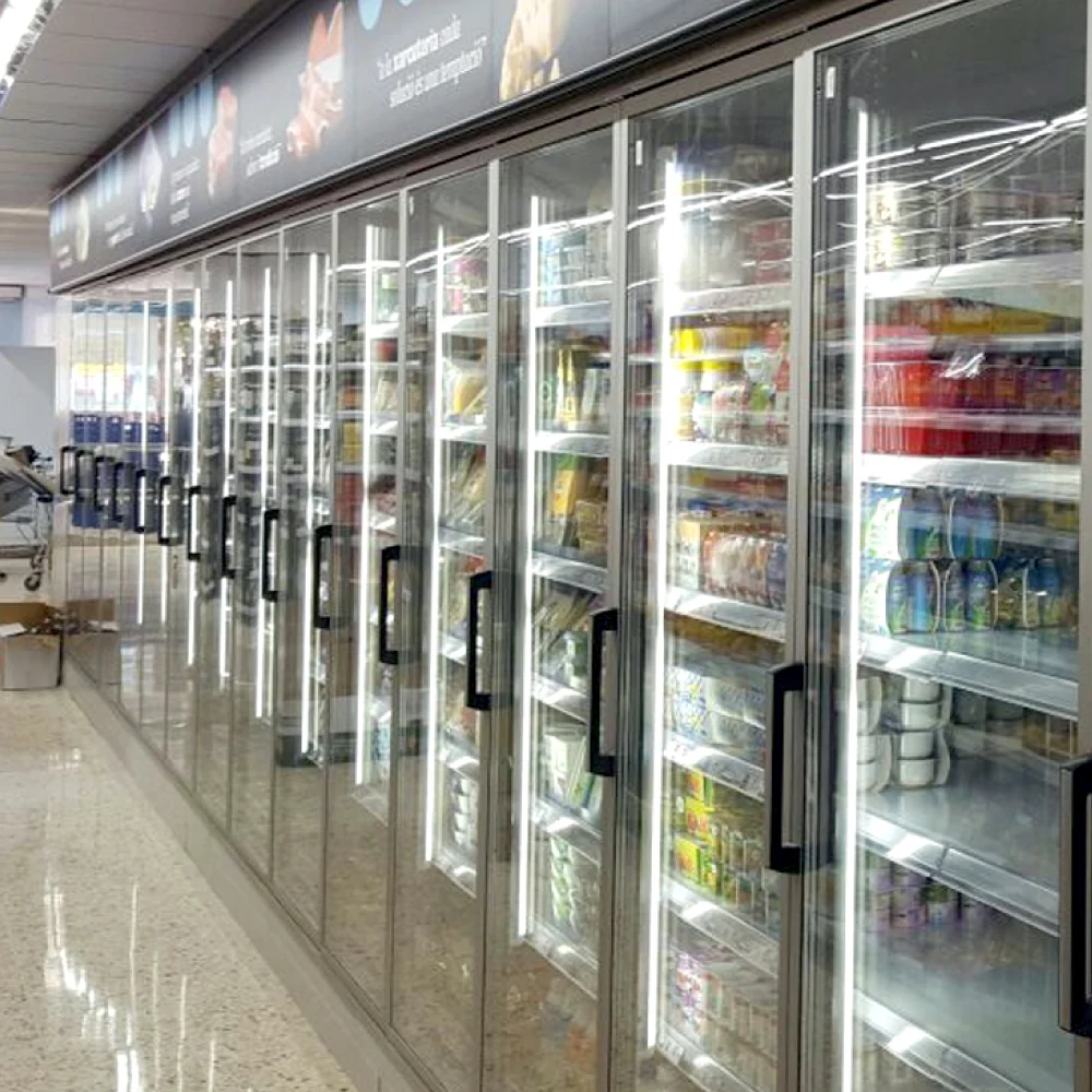 Supermarket refrigerated displays lit with LED