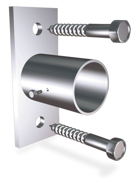 Soporte inox lateral a atornillar para tubos Fricosmos 45x40x100 mm