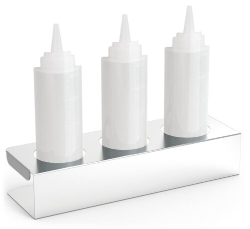 Soporte organizador de acero inoxidable para 3 salsas Fricosmos