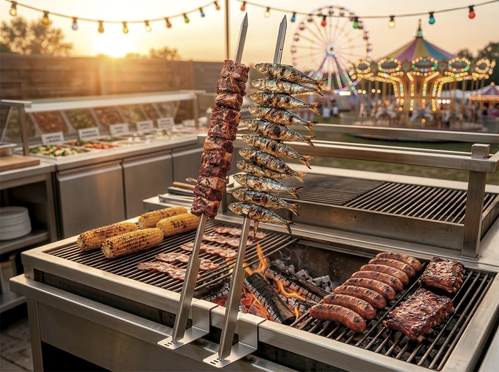 Soporte para espadas de espetos y brochetas en acero inoxidable reforzado Fricosmos