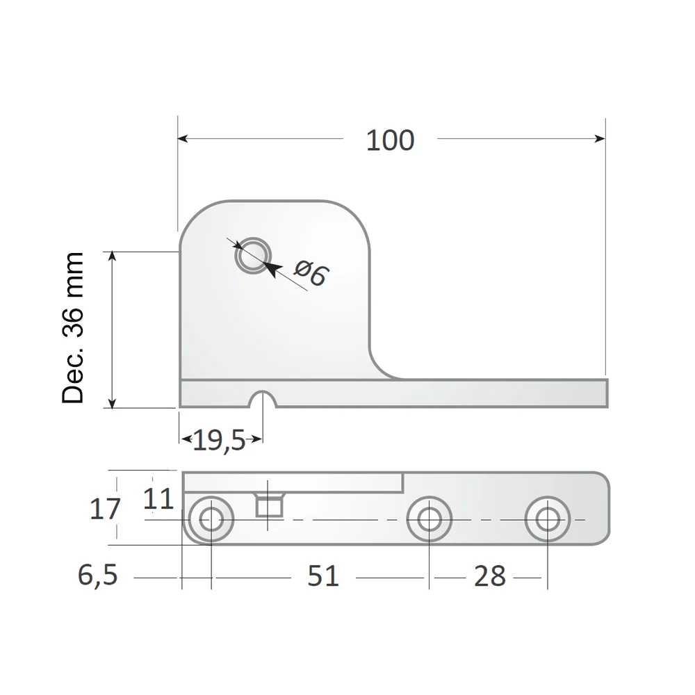 Soporte TRB de zamak para bisagra TRS-1 · vista 2