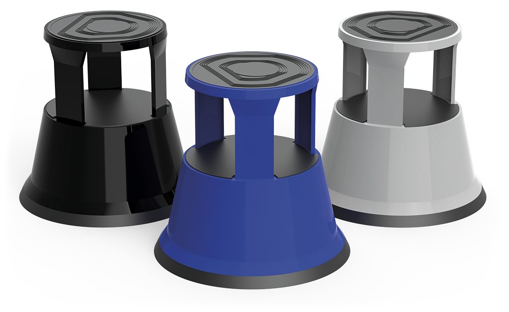 Taburete con ruedas de acero laminado Fricosmos azul ø430x430 mm