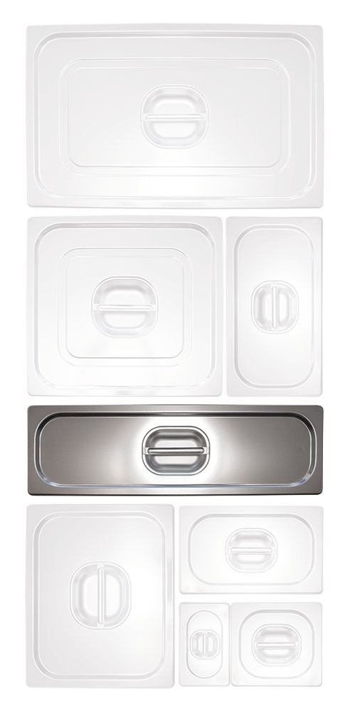 Tapa inox para cubeta Gastronorm 2/4 Fricosmos 530x162 mm