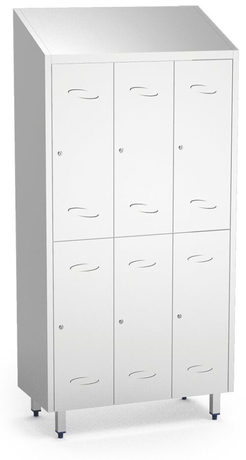Taquilla grande inox 6 puertas con 12 perchas Fricosmos