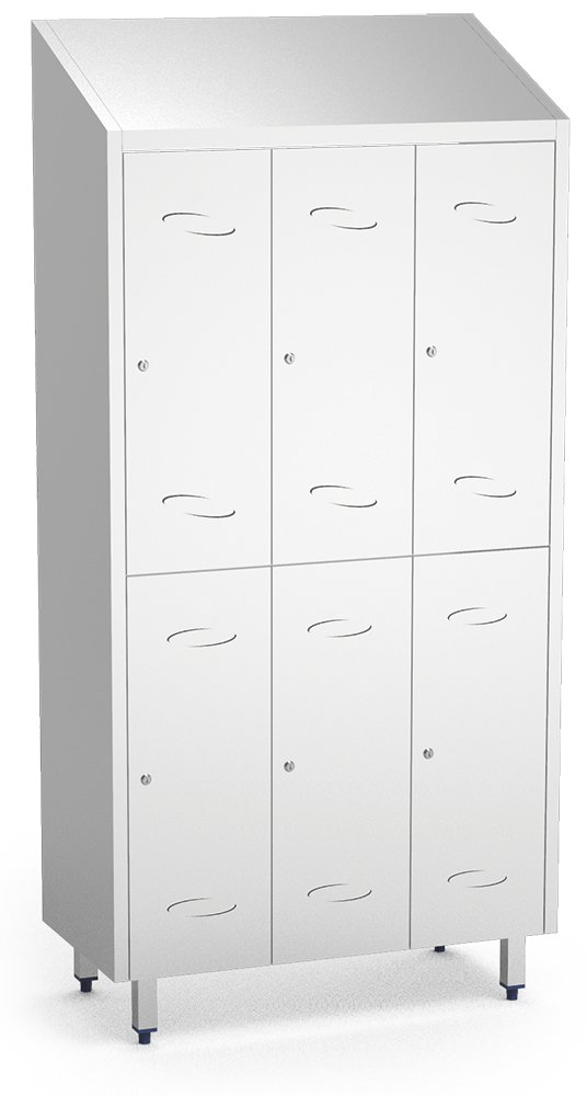 Taquilla grande inox 6 puertas con 12 perchas Fricosmos