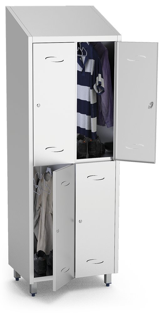 Taquilla mediana inox 4 puertas con 8 perchas Fricosmos