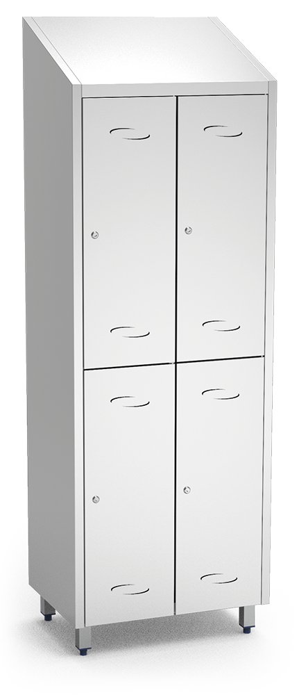 Taquilla mediana inox 4 puertas con 8 perchas Fricosmos