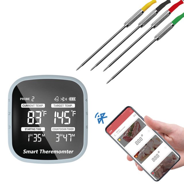 Termómetro de barbacoa Bluetooth con 4 sondas Fricosmos
