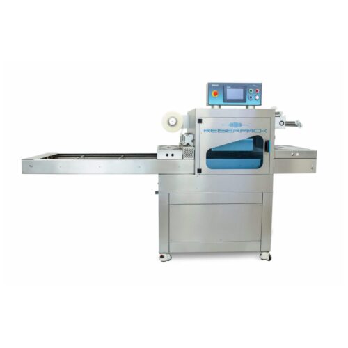 RPS430LN automatic linear tray sealer front view with loading conveyor