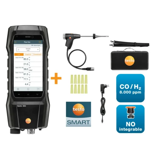 Set analizador de combustión testo 300 con sonda compacta · testo 300 flue gas analyser set with compact probe