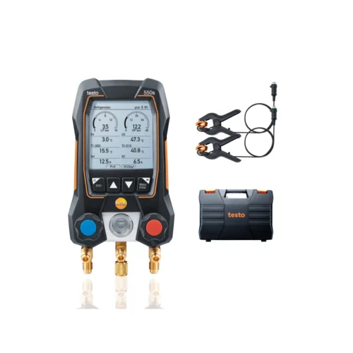 Set básico testo 550s con sondas de pinza y maleta · testo 550s basic kit with clamp probes and case