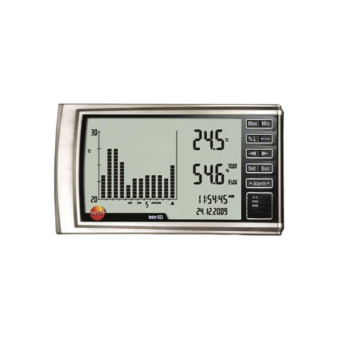 Termohigrómetro con gráfico de tendencia testo 623 · testo 623 thermohygrometer with trend graph