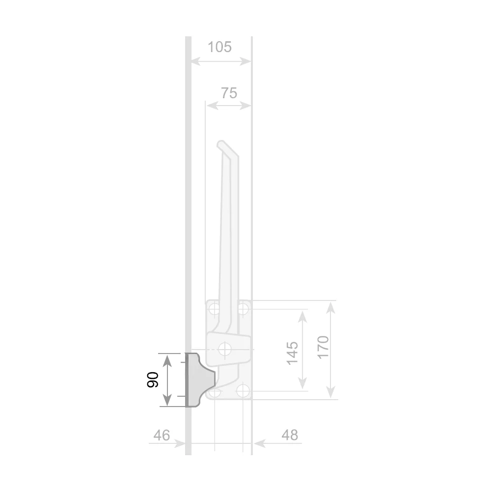 Nylon outside handle stop and shim for I-1006, I-2006 and 1930N latches · view 2