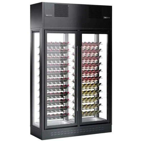 Edenox ENOLUX island wine cooler with 360° glass display