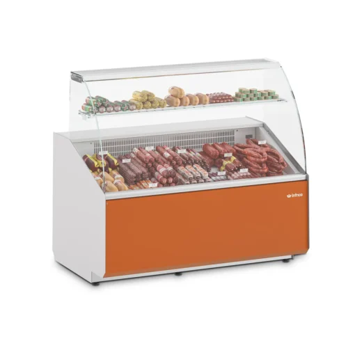 Infrico Juliet curved glass display case (range image in one of its colours, VJU 12 C)
