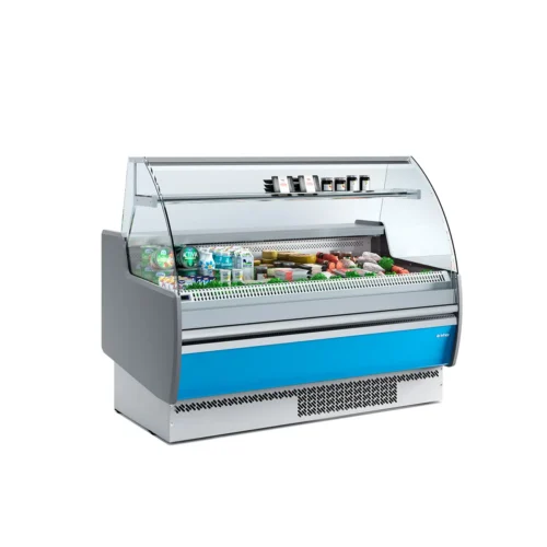 Infrico Marbella curved glass refrigerated serve-over counter (range image, VMB 12 RIU)