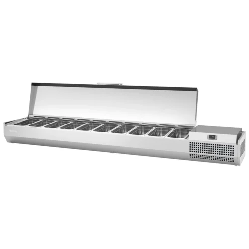 Infrico VIP GN 1/4 refrigerated pizza topping unit with stainless steel lid (range image, VIP 1330 1/4 T)