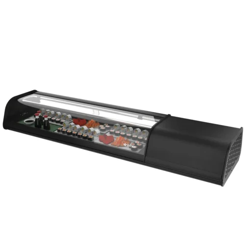 Infrico VSU 6 PR sushi display case with food on display