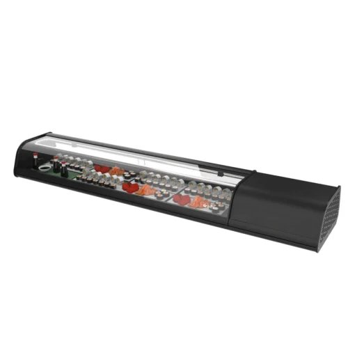 Infrico VSU 8 PR sushi display case with food on display